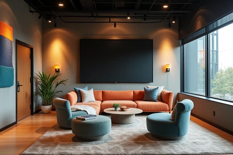 クリエイティブオフィスのミーティングスペースを彩るテキスタイル